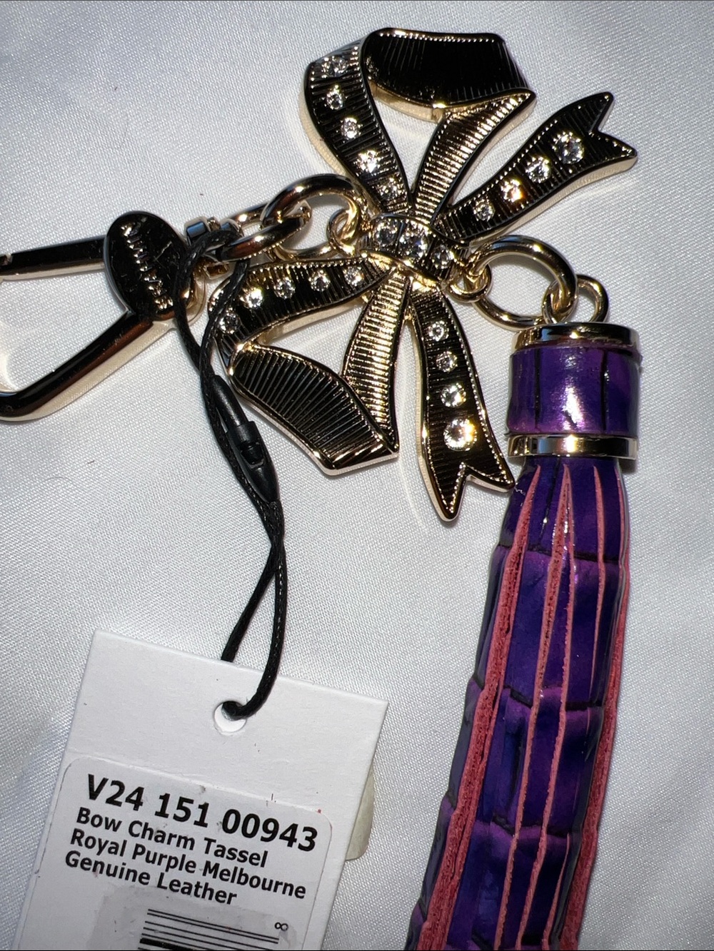 Brahmin Bow charm Royal Purple tassel Melbourne NWT